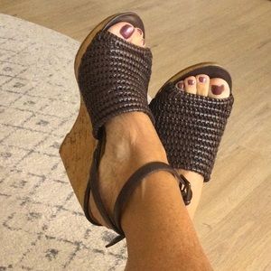 Brown ankle strap heels